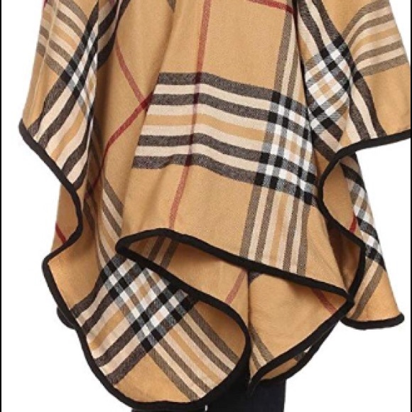 ❤️ Winter Open Front Wraps Cozy  plaid Poncho❤️ - Picture 2 of 4